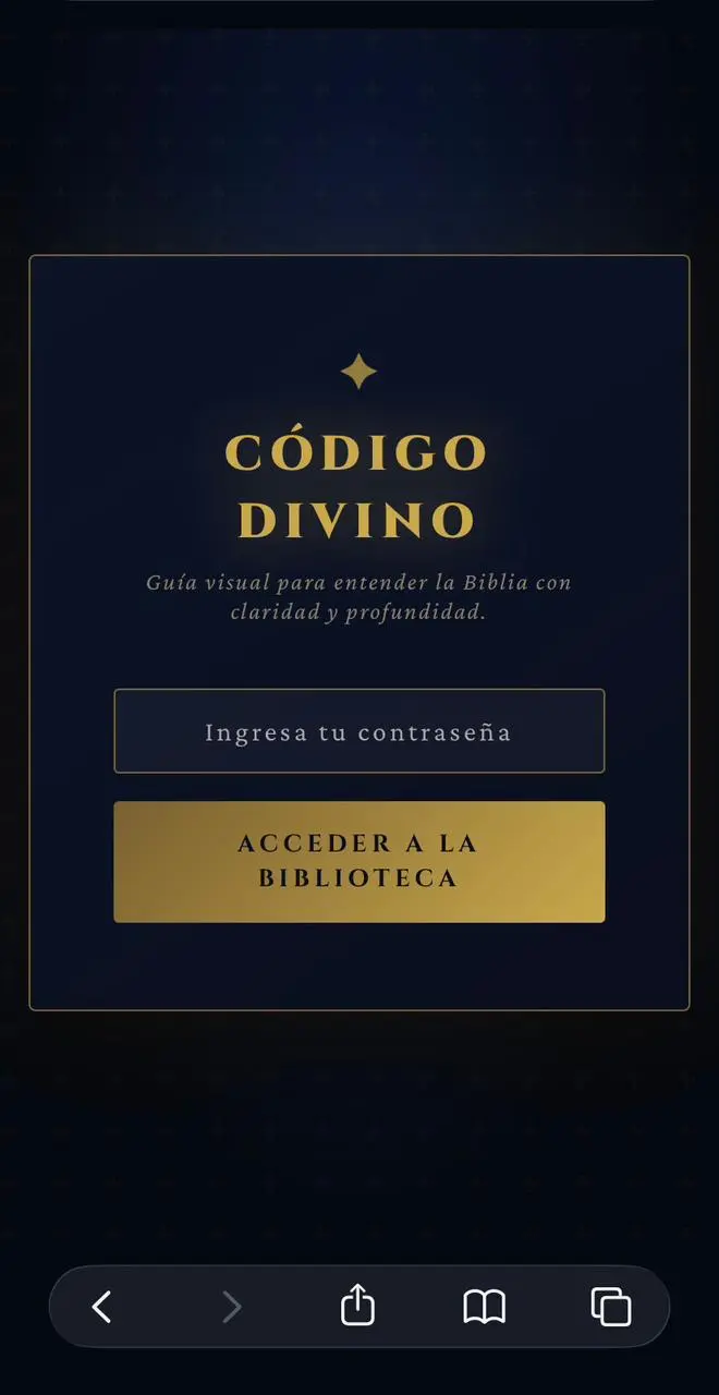 Pantalla de acceso al portal Código Divino